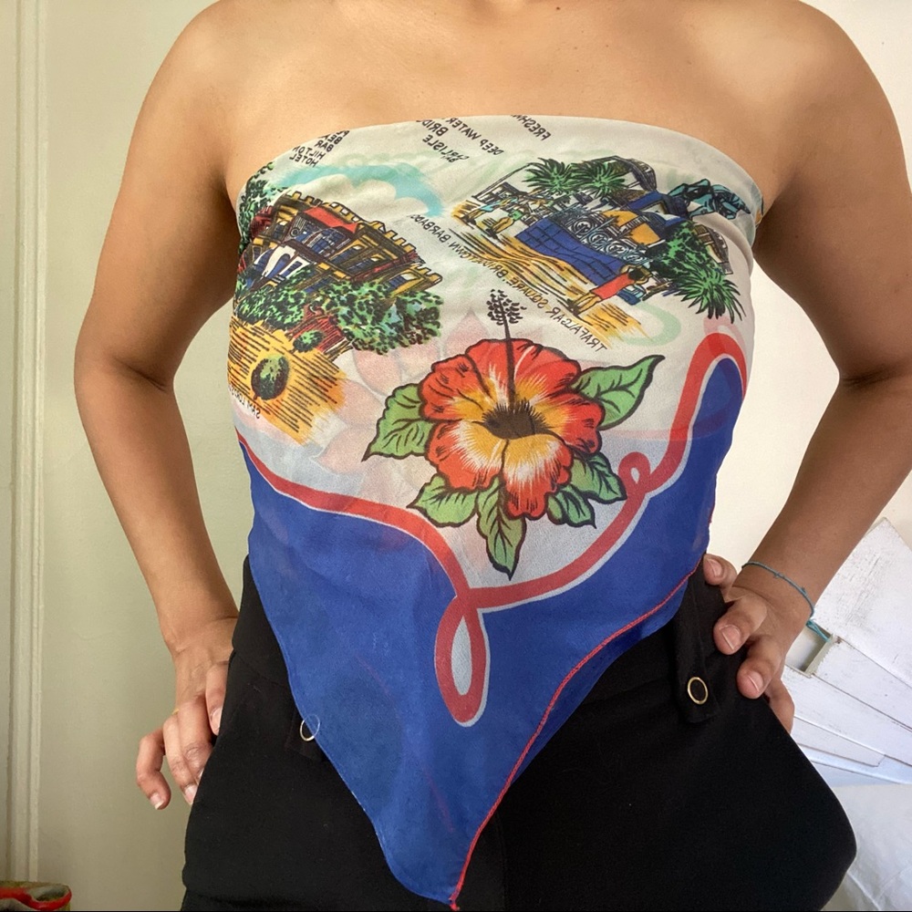 Vintage Barbados Souvenir Scarf
